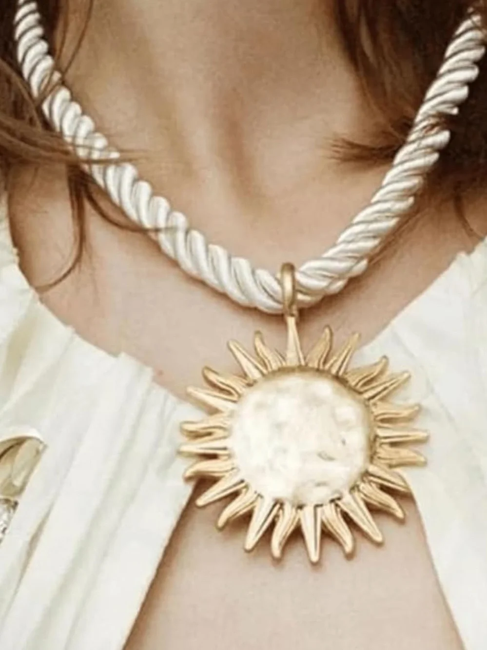Golden Soleil Medallion Rope Necklace